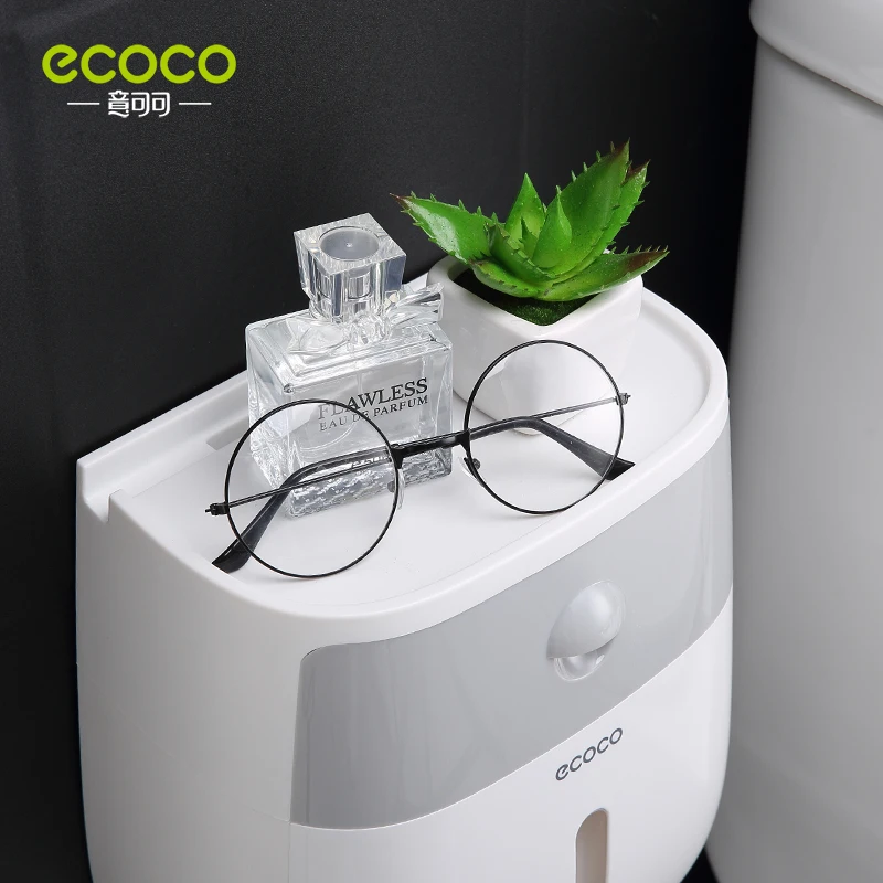 

ECOCO Wall-Mounted Bathroom Tissue Dispenser Tissue Box for Multifold Paper Towels Tissue Storage Box Drawer Bathroom Product