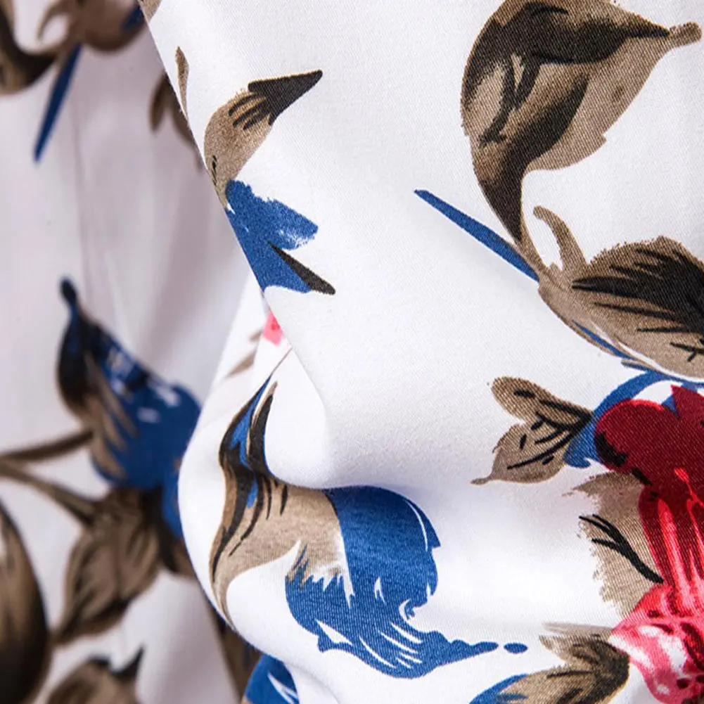 

Men Summer Shirt Outfit Drawstring Shorts Short Sleeve Flower Clothing Set Beach Wear Holiday Clothes Vocation Outfit 2PCS