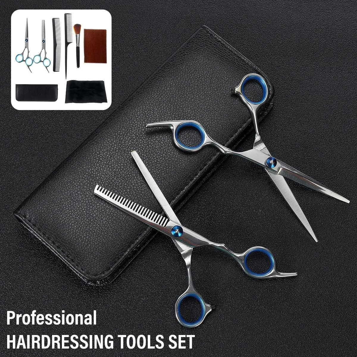 

5/8PCS Professional Hair Cutting Scissors Set Bangs Flat Shears Hairdressing Haircut Cutter Barber Salon Styling Tools With Bag