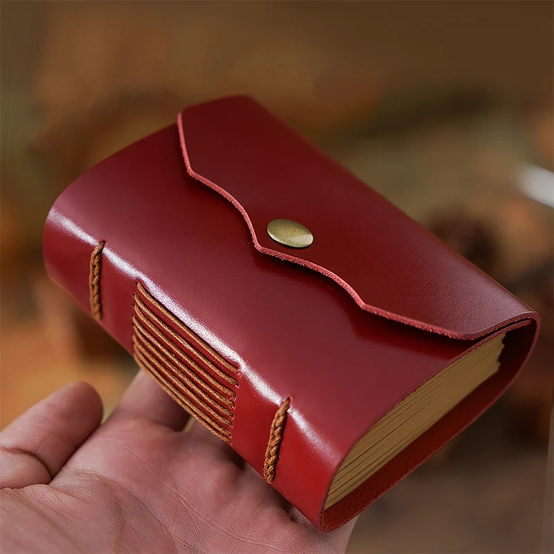 Ручной работы красивыми карманами мини Размеры Натуральная кожа Журнал толстая