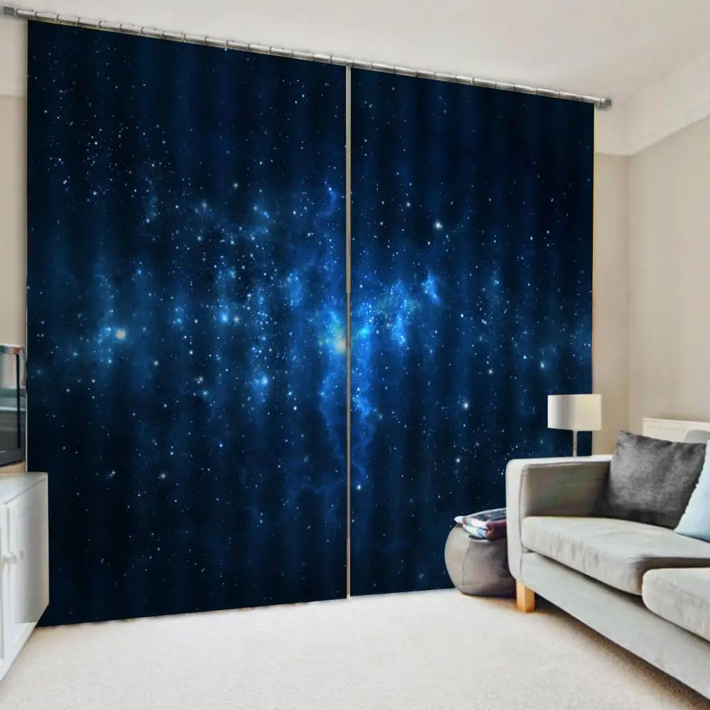 

Luxury Blackout 3D Curtains For Living room Bedding room Office blue stars space curtains blackout curtains