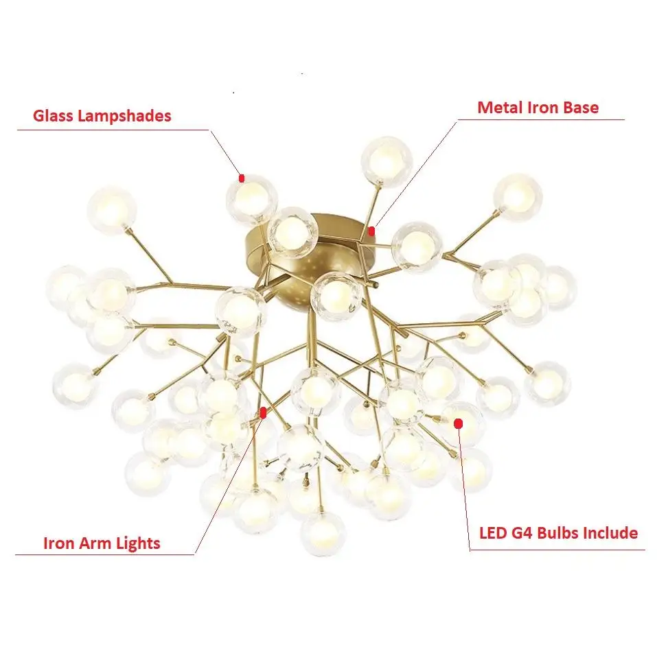 

Nordic LED Ceiling Chandeliers Black Gold Tree branch Surface Mount Kids Lamps ball glass shades lights For Foyer Chandelier