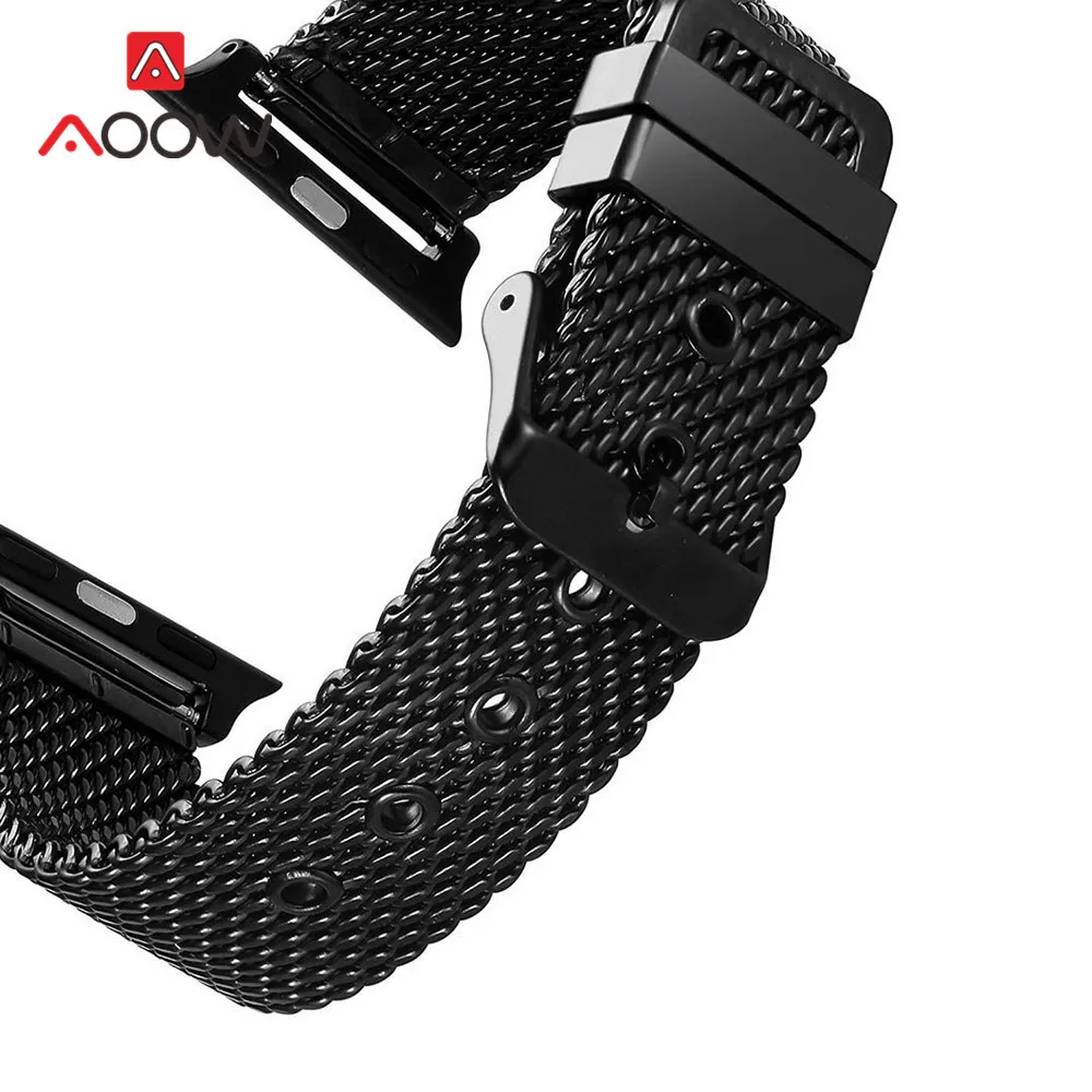 Миланская петля ремешок из нержавеющей стали для часов Apple Watch серии 1 2 3 42 мм 38 мм браслет ремень для iwatch 4 40 мм 44 мм