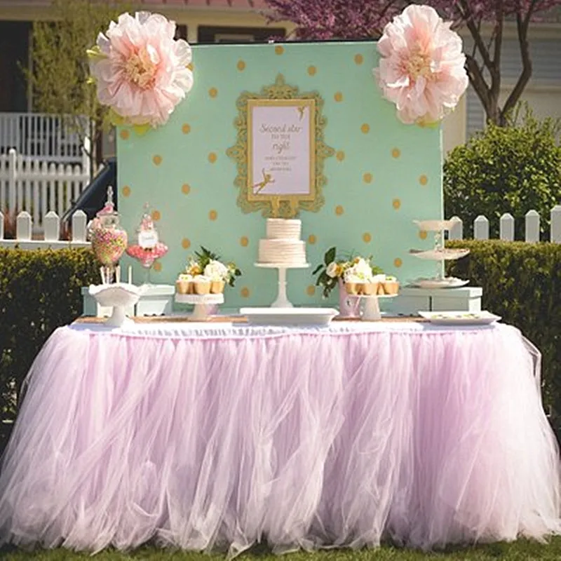 

1pcs Pink DIY Tablecloth Yarn Tulle Table Skirt Wedding Party for Wedding Decoration Baby Shower Favors Party Home Textile New
