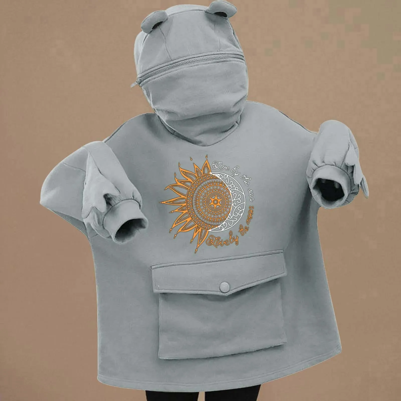 Sweetshirts Long Sleeve Hoodie Kawaii Cartoon Harajuku Frog-design Prints Hoodies Pockets Sweatshirt Pullover Tops Худи Оверсайз