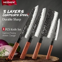 hezhen 1 4pc knife set chef utility stainless steel sharp cook knives tools beautiful gift box slice kitchen knives