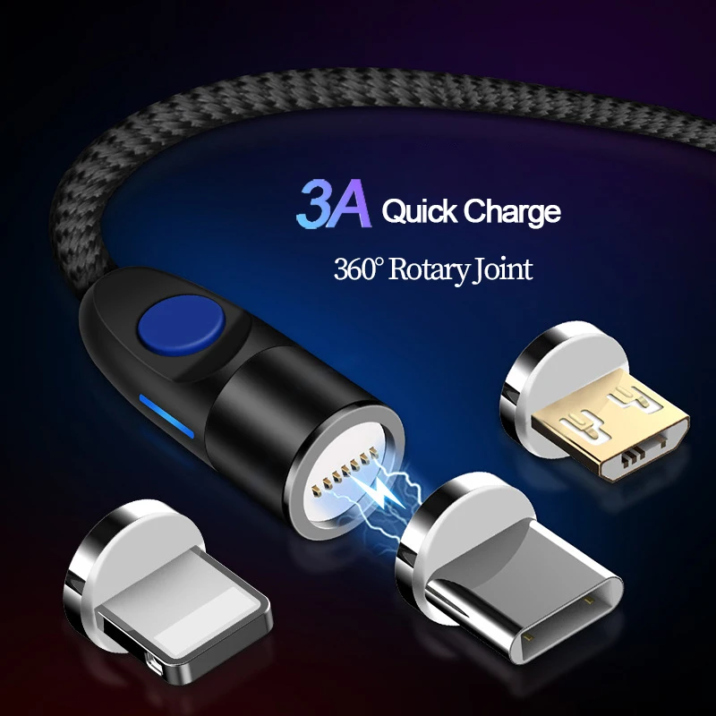 

Magnetic USB Cable Micro USB Data Charge 3A Fast Charging Type C Cable For iPhone 13 Pro Max Samsung Mobile Phone Charger Cable