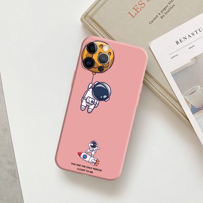 

Cute Astronaut Phone Case For iPhone 11 12 13 Pro MAX 6 6S 7 8 Plus XS 12 13 Mini X XR SE 2020 Soft TPU Colorful Cases Funda