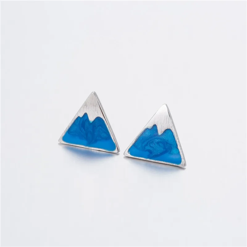 Jisensp Silver Plated Earrings Lovely Style Blue Snow Mountain Stud Earring Fashion Jewelry for Women Girls Christmas Gift | Украшения и