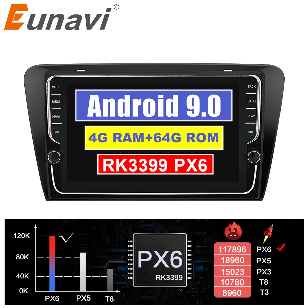 Eunavi Android 9 0 Octa core дюймовый автомобильный радиоприемник мультимедийный плеер для