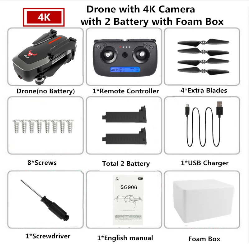 B2 4K 2B Foam Box SG906 RC gps Дрон 4K Квадрокоптер с камерой 5G wifi бесщеточный Квадрокоптер складной Дрон с камерой HD VS SJRC F11 PRO Дрон - Цвет: B2 4K 2B Foam Box