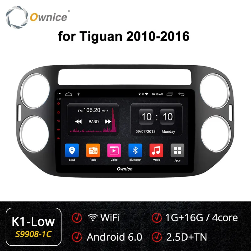 S9908-1 K1 LOW Ownice Автомобильный плеер gps Navi k3 k5 k6 для VW tiguan 2010 2011 2012 2013 Android 9,0 8Core 4G DSP 360 панорама SPDIF - Цвет: S9908-1 K1 LOW