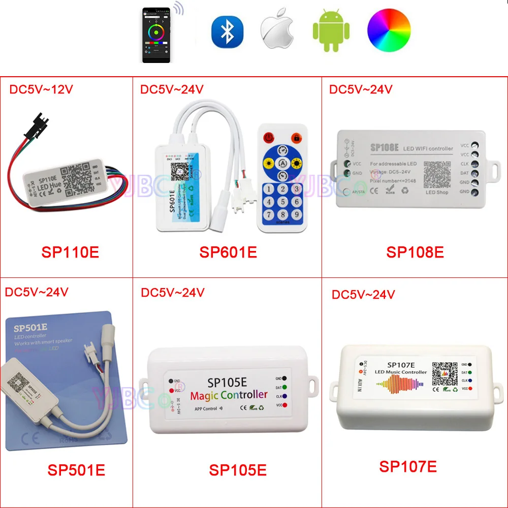 

DC 5V 12V 24V RGB Pixels WiFi/Bluetooth/Music LED Controller full color dimmer for WS2812B WS2811 SMD 5050 RGB LED Strip Light
