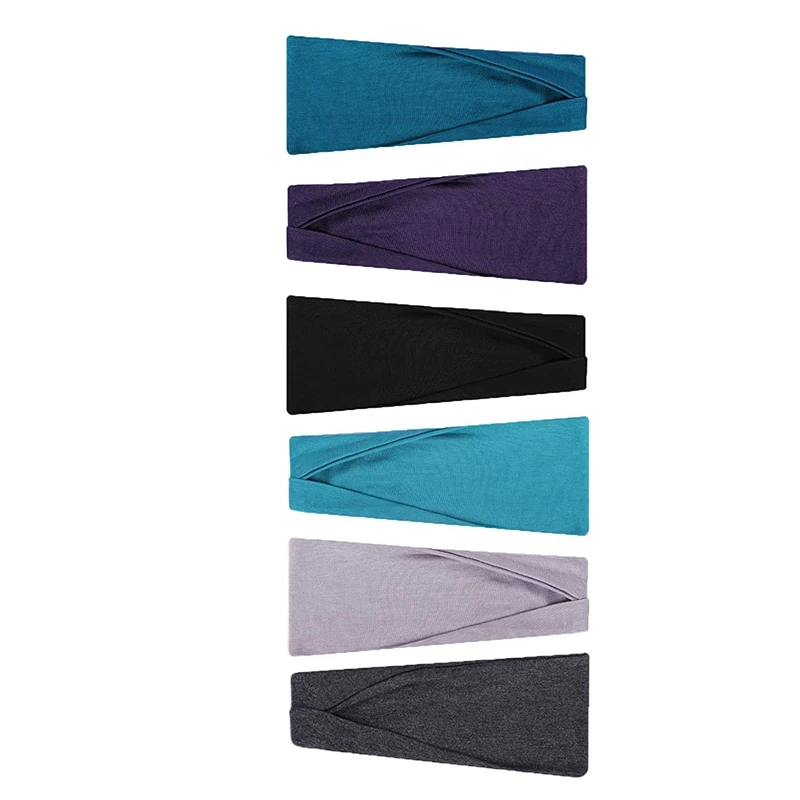 

Женская эластичная широкая спортивная повязка на голову ELOS, Нескользящая дышащая повязка на голову, для бега, велоспорта, фитнеса, йоги (6 шт....