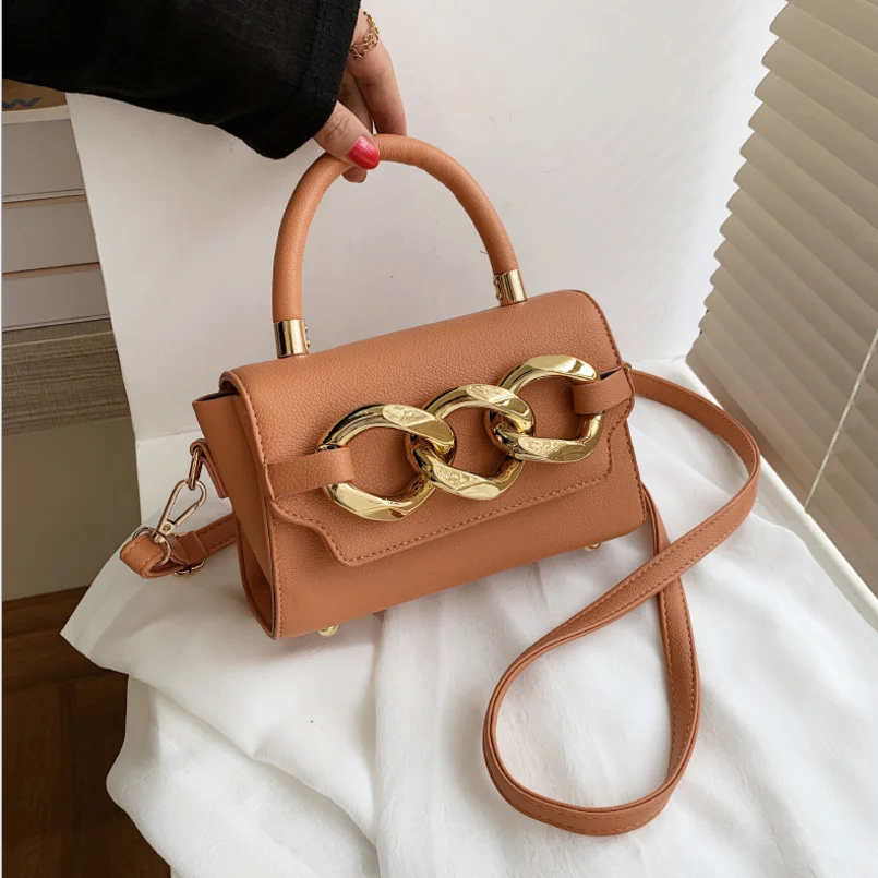 

Luxury Thick Gold Chains Crossbody Bag for Women Candy Color 2021 Fashion Leather Women's Designer Trend Shoulder Bags