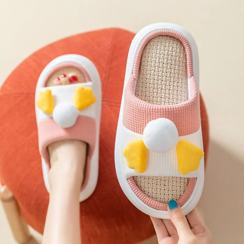 Домашние тапочки Mo Dou для мужчин и женщин хлопок конопля толстая подошва мягкие