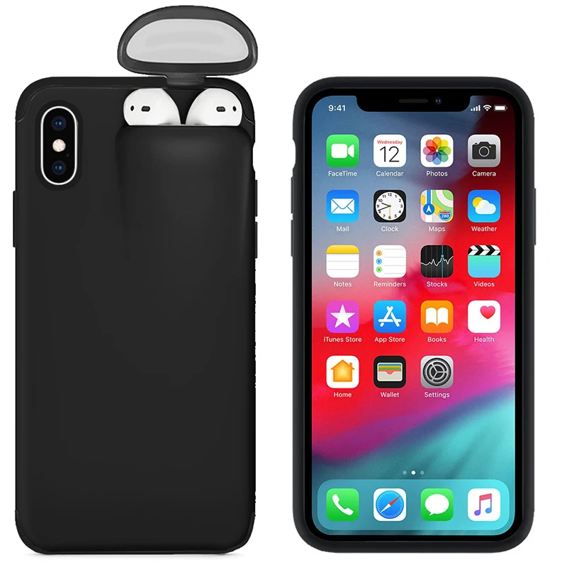 2 In 1 For iPhone 11 Pro Max Case Xs Xr X 10 8 7 Plus Cover AirPods Holder Hard New Design Apple |