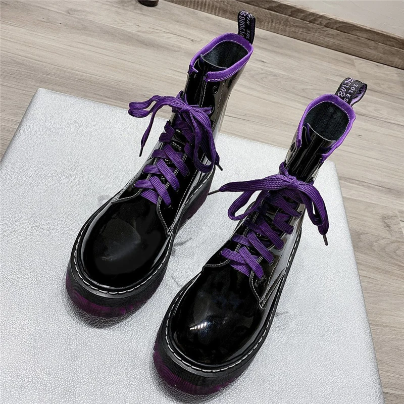 Зимние Повседневные женские Ботинки Martin на платформе со шнуровкой Цвет зеленый