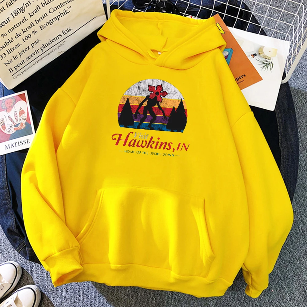 

STRANGER THINGS Vintage Distressed Men's Hoody hip hop Loose Sweatshirt Autumn Oversized Itself Hooded Casual Fleece Women Tops