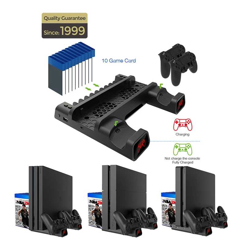 Вертикальная подставка для охлаждения вентилятора PS4/Slim/Pro зарядное светодиодный