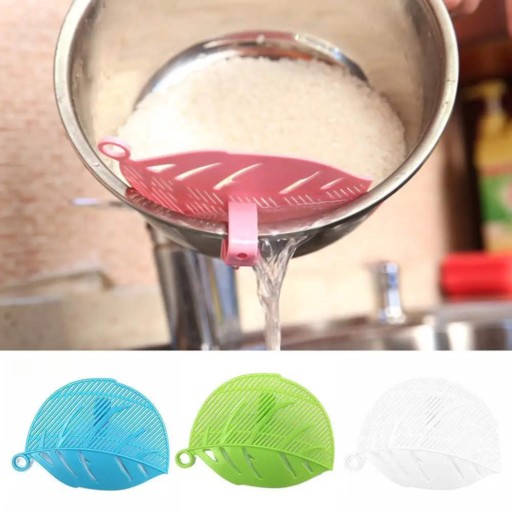 

Kitchen Tool Snap-On Leaf Shape Drain Board Preservation Rice Vegetable Noodle Plastic Filter Block Rice Cleaning Sieve Gadgets