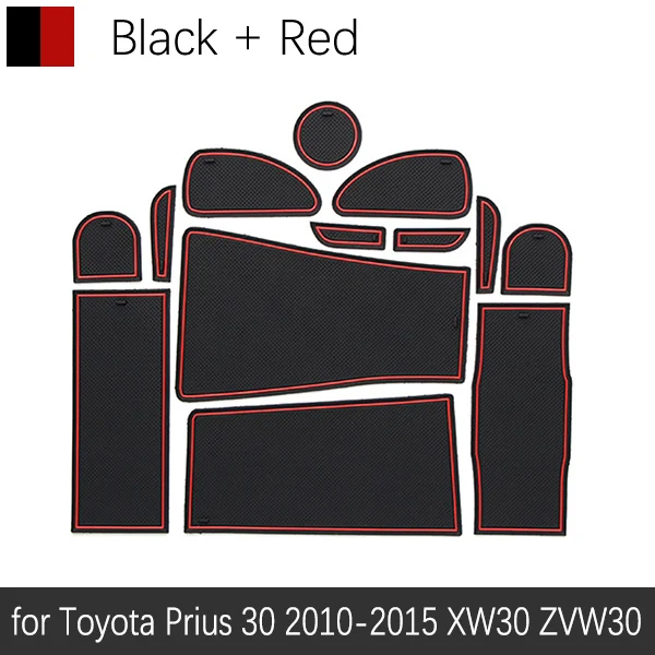 

Для Toyota Prius 30 XW30 ZVW30 2010 2011 2012 2013 2014 2015 резиновый противоскользящий коврик для двери, паз, чашка, подставка, автомобильные аксессуары
