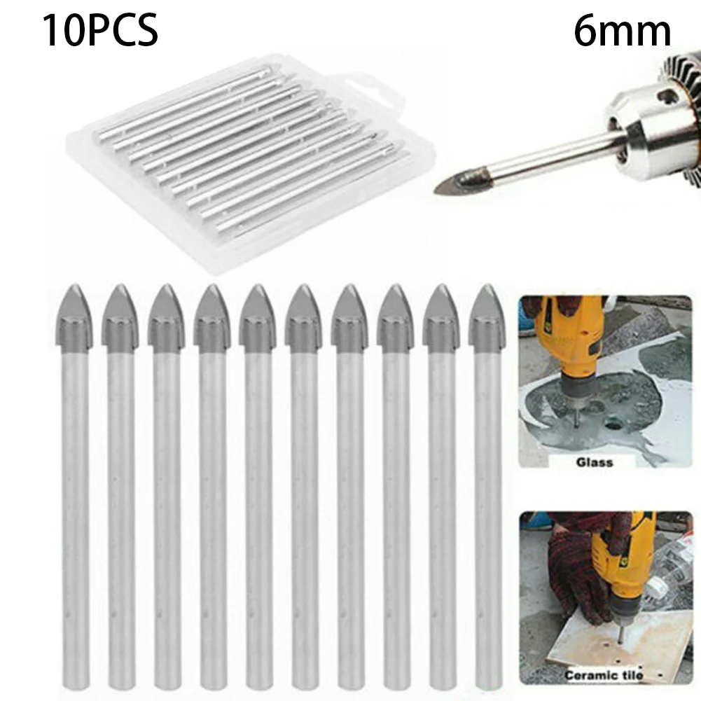 

71mm Drill bit set 2.80inch Drilling 10pcs 6mm Carbide Head Tip Drill Glass
