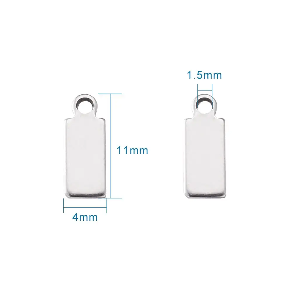 

304 Stainless Steel Blank Stamping Tag Pendants Rectangle for Jewelry Necklaces Making DIY 11x4x0.6mm, Hole: 1.5mm,100pcs