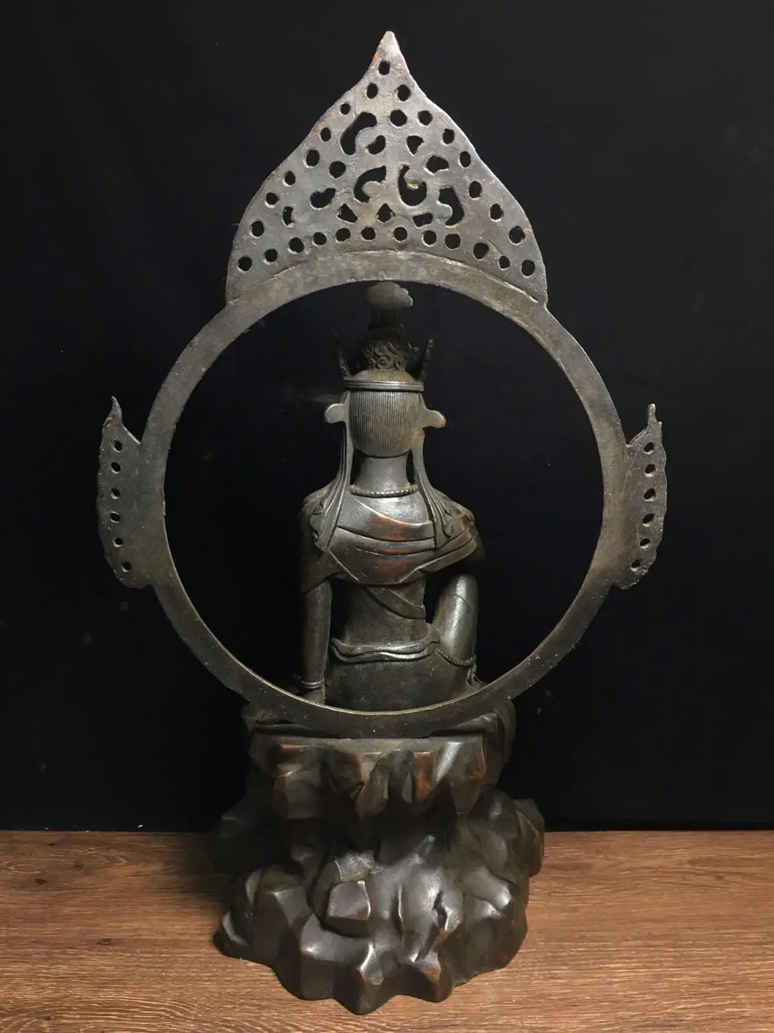 

Wedding Decoration 20" Tibetan Buddhism Bronze Guanyin Buddha AvalokiteÅ›vara statue Backlight surround Avalokitasvara