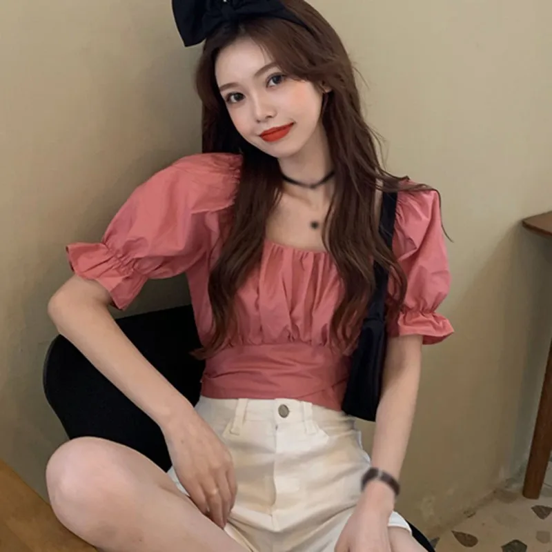 

Женские Большие размеры u-образным вырезом летние блузки с коротким рукавом рубашки топы модная блузка для девочек, топы