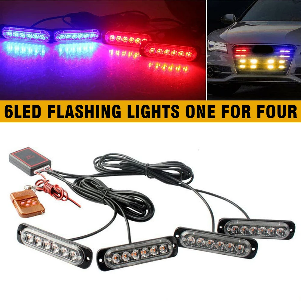 Новинка 1 комплект автомобилей 6 светодиодный красный/синий Strobe Flash светильник