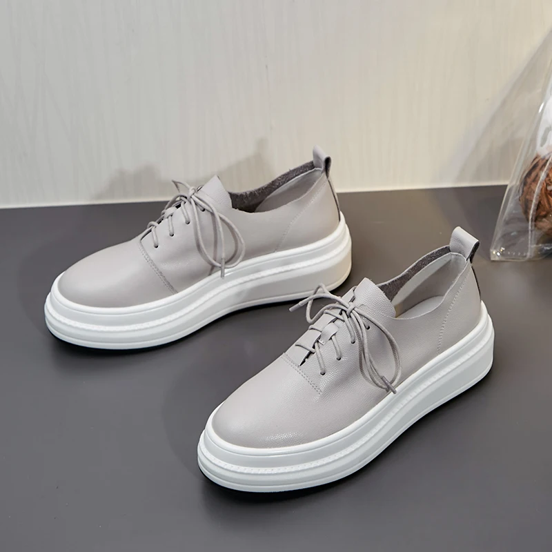 Туфли оксфорды женские из натуральной кожи мягкие удобные на платформе без