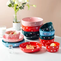 wave dot bowls and dishes ceramic household hand painted wave dot creative ins pasta plate dessert plate tableware