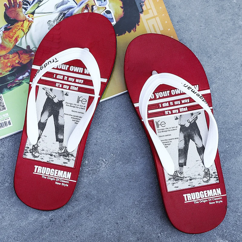 Шлепанцы мужсветильник резиновые легкие сандалии дышащие для пляжа красные лето