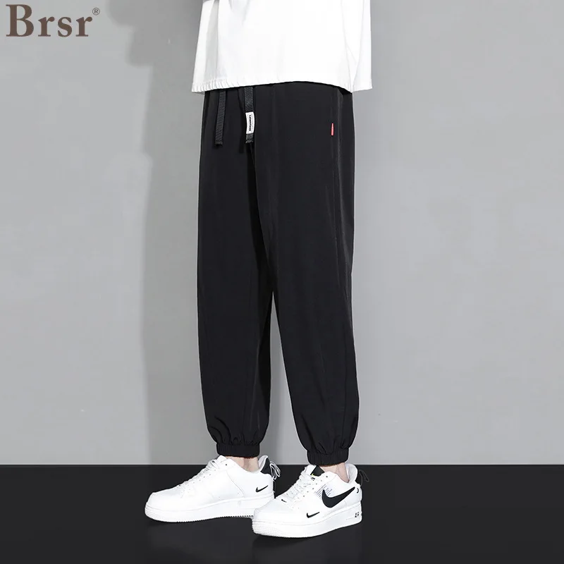 

Summer Ice Silk Pants Men's Loose Hanging Sense Leggings Capris Thin Fashion Sports Leisure Air Conditioning Streetwear Pantalon