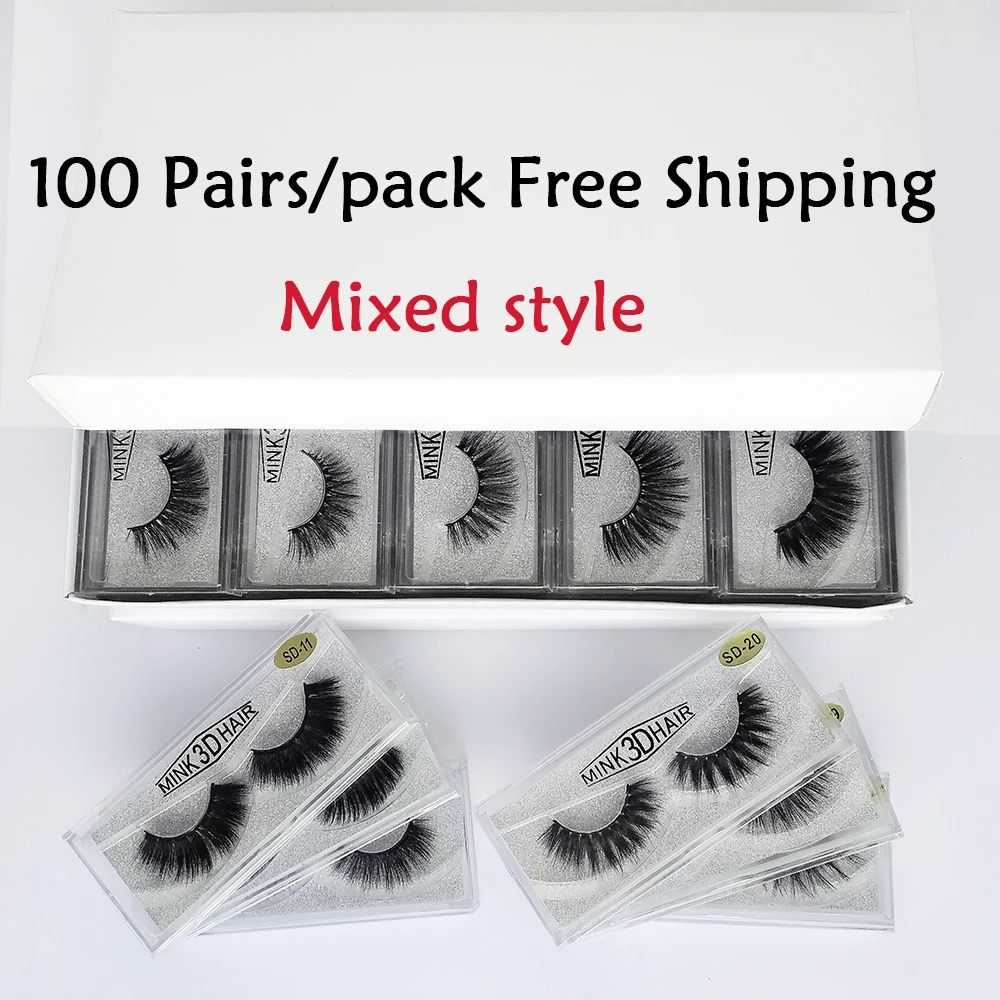 

Wholesale Eyelashes 20/30/50/100 Pairs 3D Mink Eyelashes Natural Long False Eyelashes Hand Made Makeup Eye Lashes 3d Mink Lashes