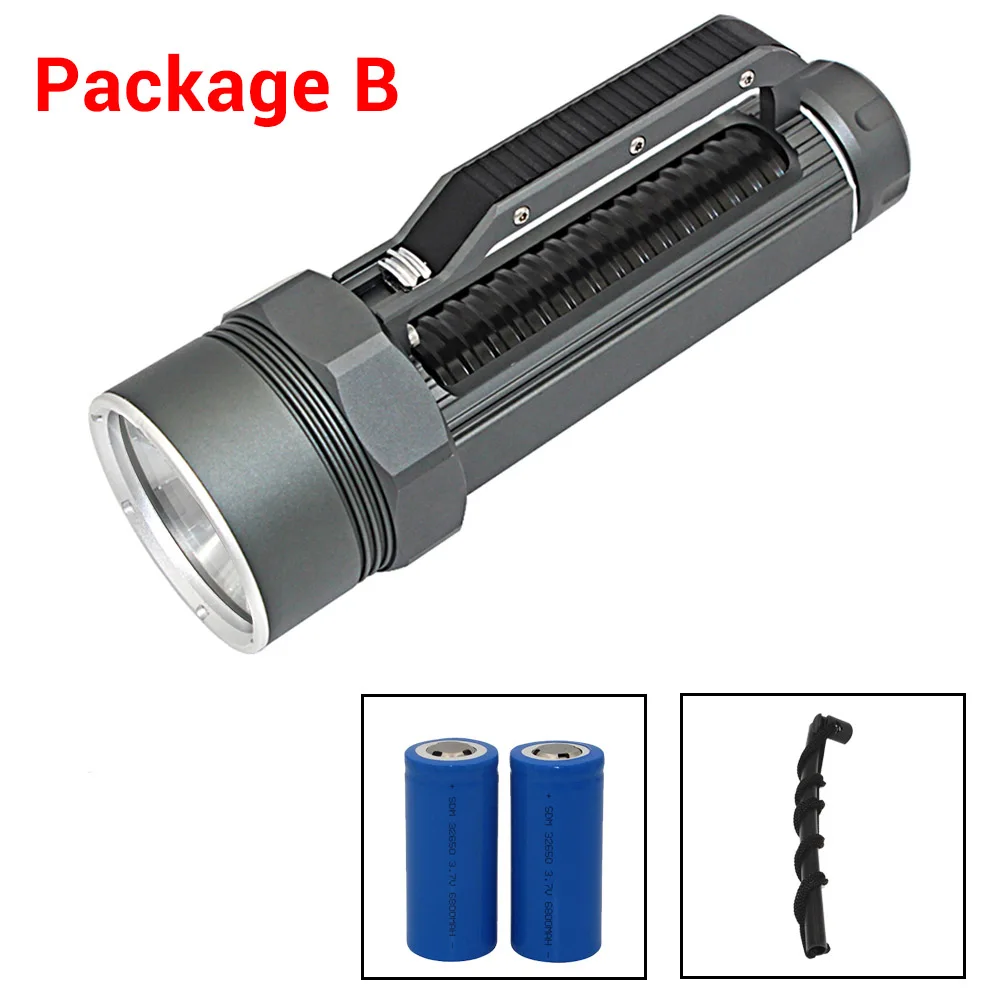 Package B XHP70.2 портативный светодиодный светильник-вспышка для дайвинга подводный 100 м водонепроницаемый тактический фонарь 32650 26650 фонарь для подводной охоты XHP70 светильник для дайвинга - Испускаемый цвет: Package B