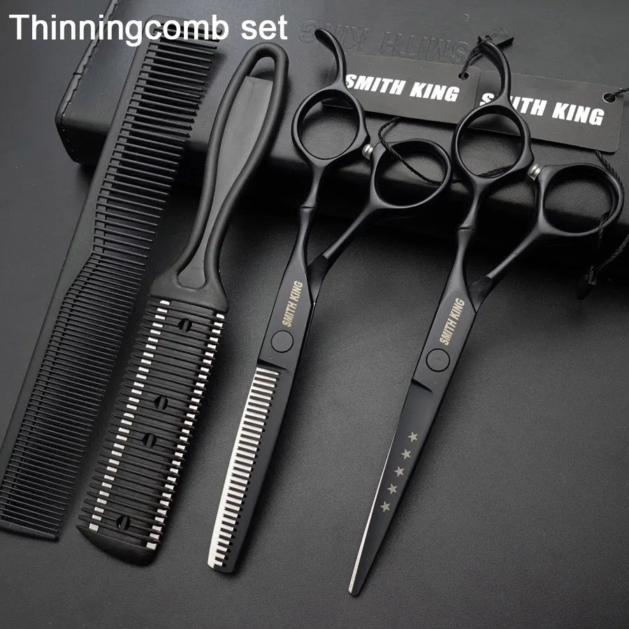 Thinningcomb set SMITH KING Профессиональные парикмахерские ножницы, 6 дюймов ножницы для стрижки+ филировочные ножницы/ножницы+ бритва/Филировочная расческа+ наборы/Чехол - Цвет: Thinningcomb set