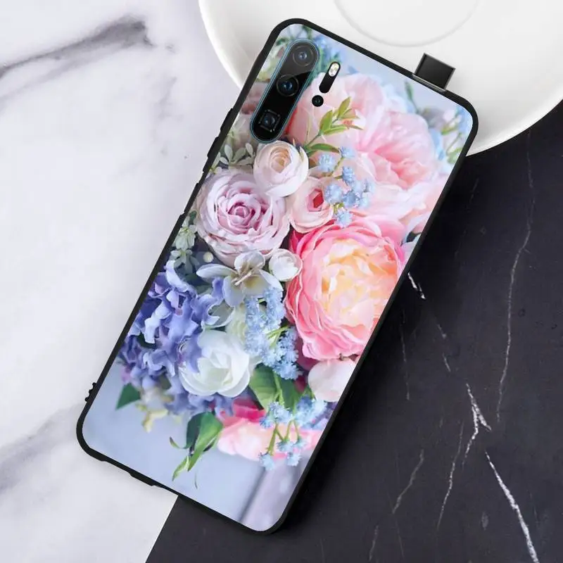 

Pink Purple Peony Flower shell Phone Case For Huawei honor Mate P 10 20 30 40 Pro 10i 9 10 20 8 x Lite