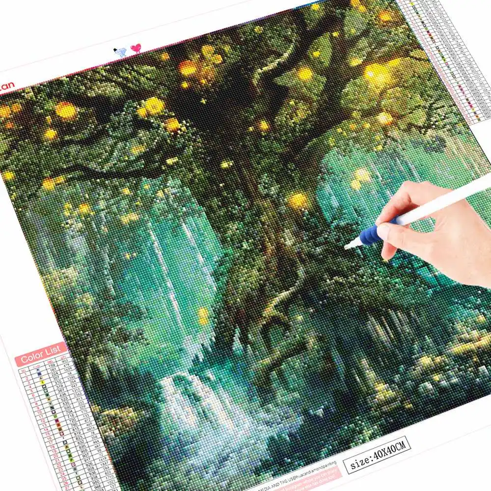 HUACAN Diamond Embroidery Landscape Diamond Painting Magic Tree Full Drill Square DIY Decoration Home Mosaic Dream