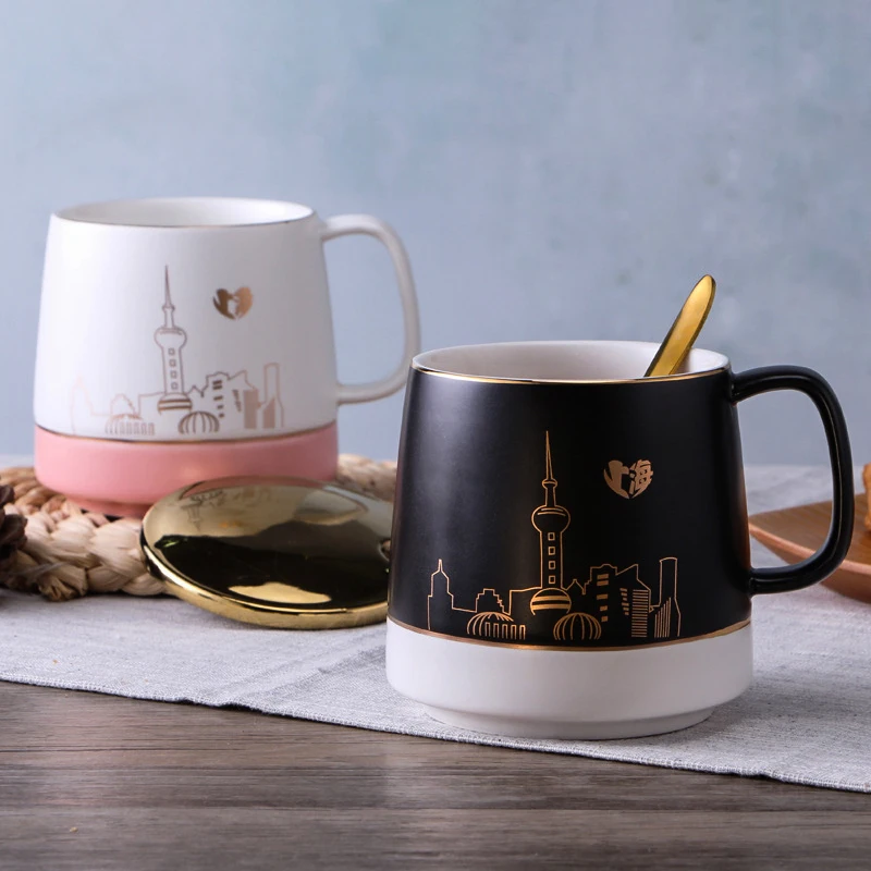 Персонализированные большие керамические кофейные кружки пара скандинавские