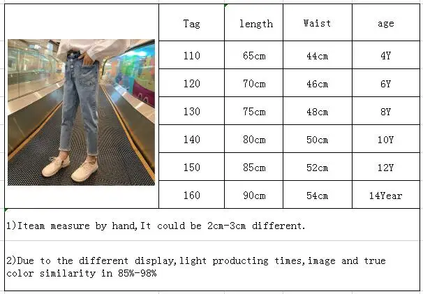 Джинсы для девочек-подростков синие брюки из денима на пуговицах с карманами