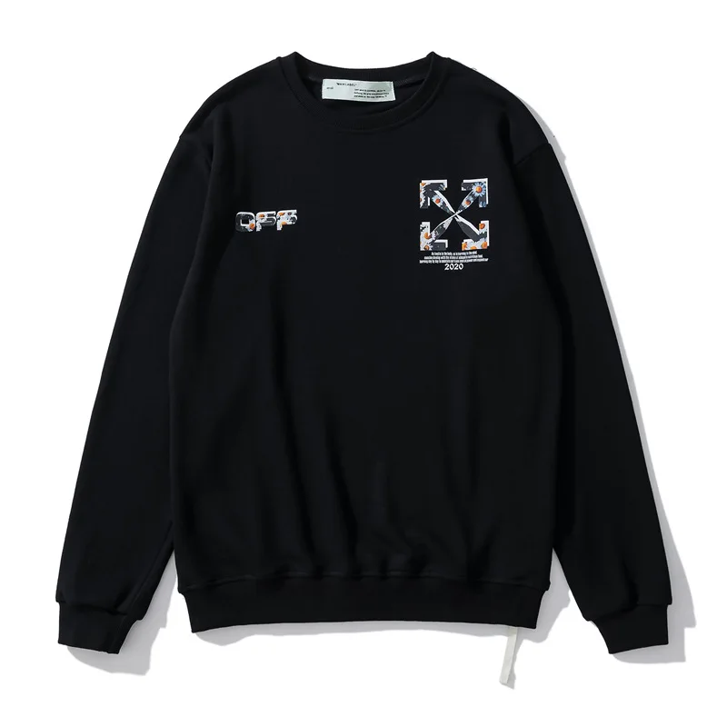 

Kanye fashion brand sweater white black three-dimensional embroidery, men's round neck loose spring and autumn long-sleeved love