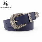 Ремень JIFANPAUL в западном стиле Женский, чёрный металлический пояс из воловьей кожи, с металлическим ремнем в форме сердца