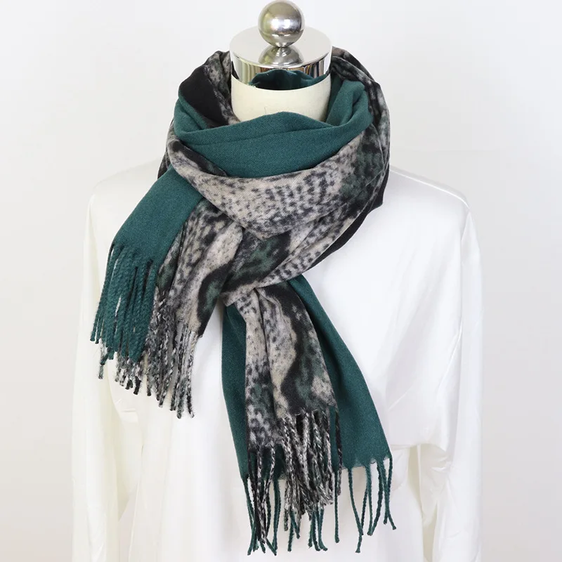 

Роскошный брендовый кашемировый женский шарф с принтом змеи, зимняя теплая шаль и обертывания, Пашмина бандана, длинное уплотненное одеяло,...