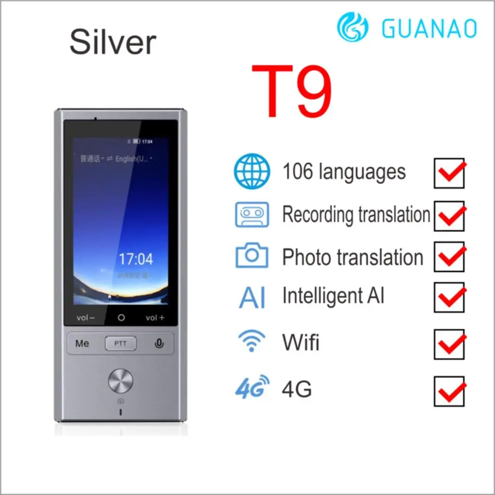 106 язык переводчика T9 поддерживает 8 стран офлайн 4G Wi Fi умный голос фото