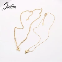 joolim jewelry gold finish geometric love pendant sweater chain necklace stainless steel necklace