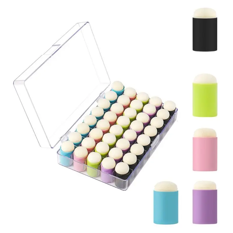 Finger Sponge Daubers with Storage Case 40 Pcs Sponge for Drawing Painting Ink Craft Stamping Card Making DIY Painting Supplies