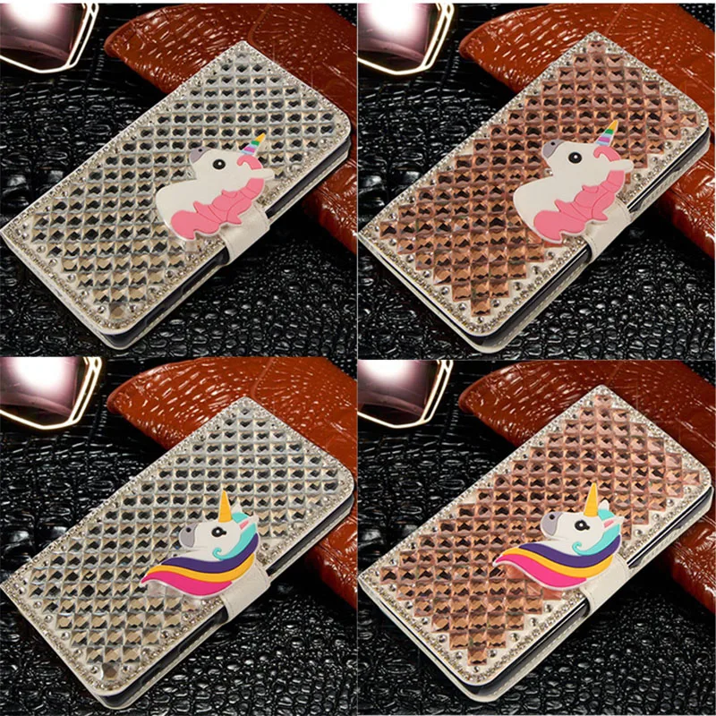 for oppo a3a3sa31a32a33a5a5sa52a53a53 5ga53s case crystal rhinestone bowknot unicorn diamond flip leather cover case free global shipping