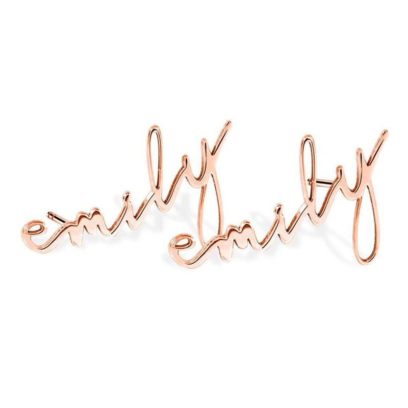 

Minimalist Personalized Handwritten Name Earrings Customized Nameplate Welding Pin Stud Earrings Gift Stainless Steel Jewelry